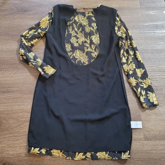 Equipment Femme Gold/Black Sheath Cocktail Mini Dress - www.joarbit.com